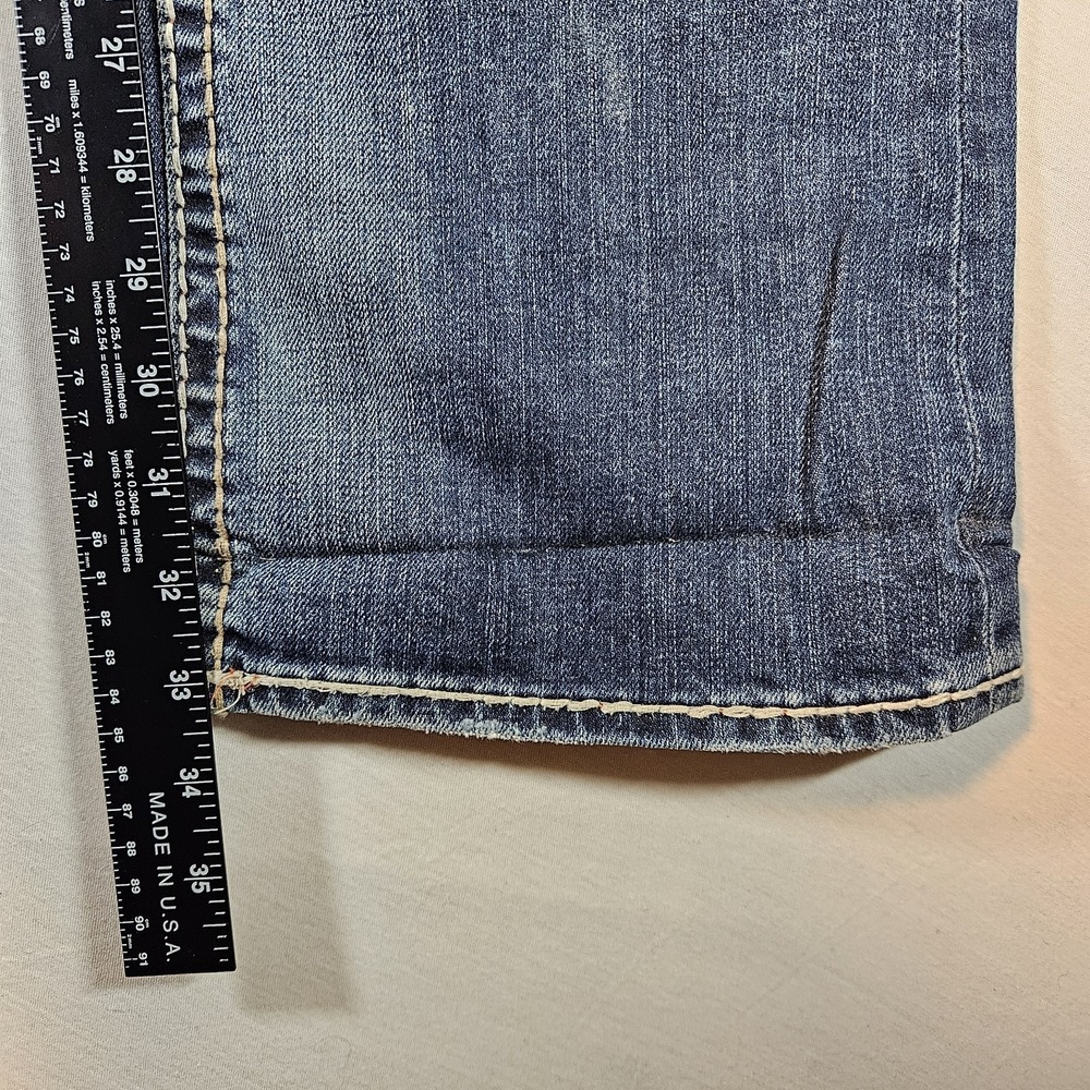 Rock Revival Jeans Kelly Boot 28 Thick Stitch Whiskering Embroidered Pockets - Picture 7 of 8